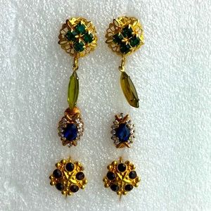 3 pairs of clip on earrings 2 marked lot